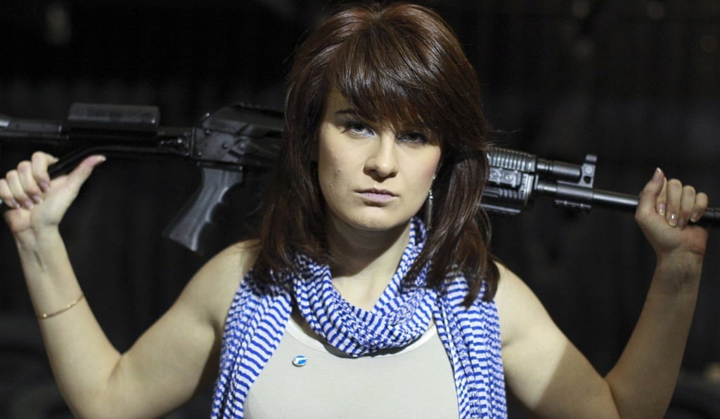 Maria Butina at a Russian shooting range in 2012. Photo: Pavel Ptitsin / AP