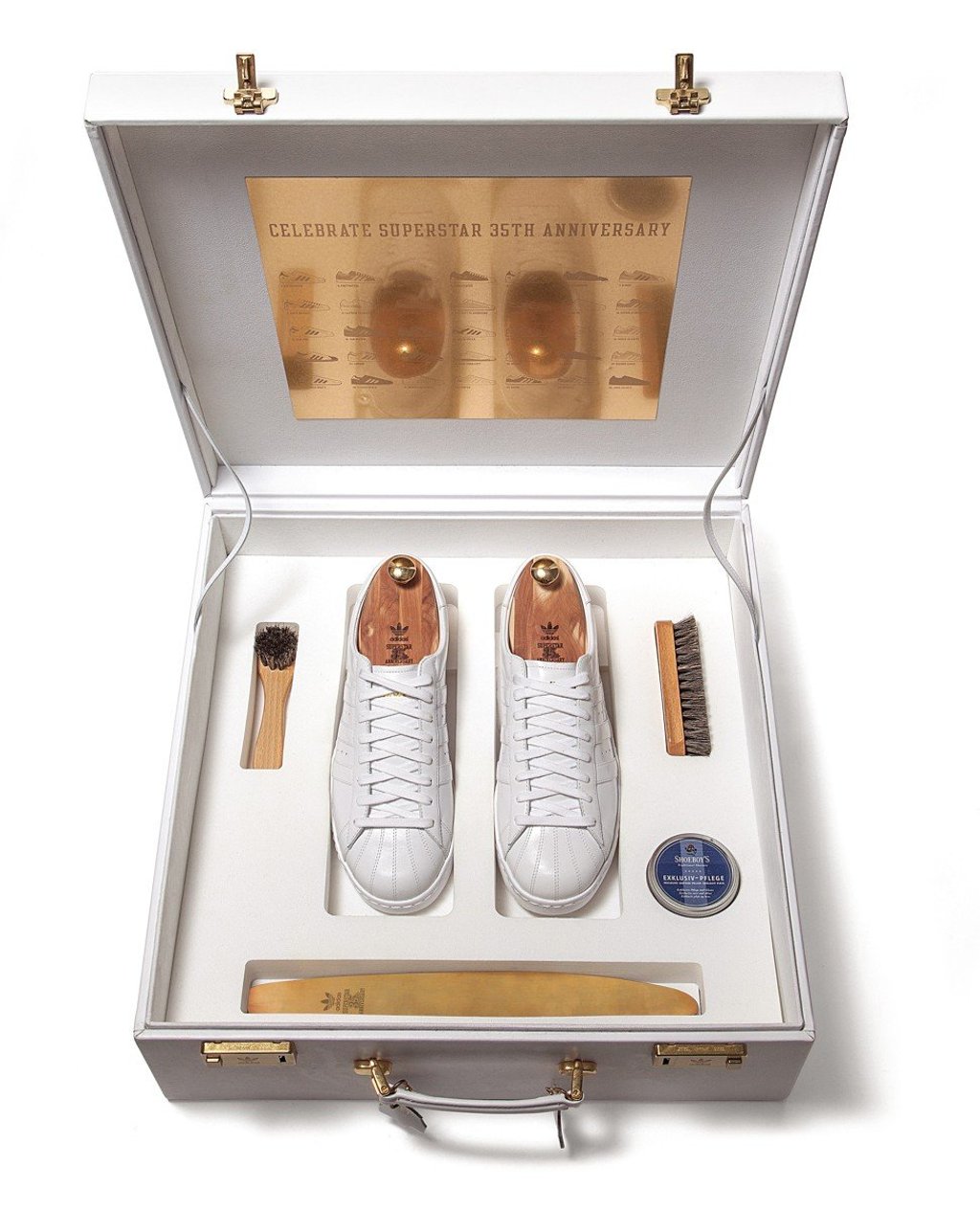 A deluxe 35th anniversary edition of the Adidas Superstar featured in Sneaker Freaker. Photo: Taschen