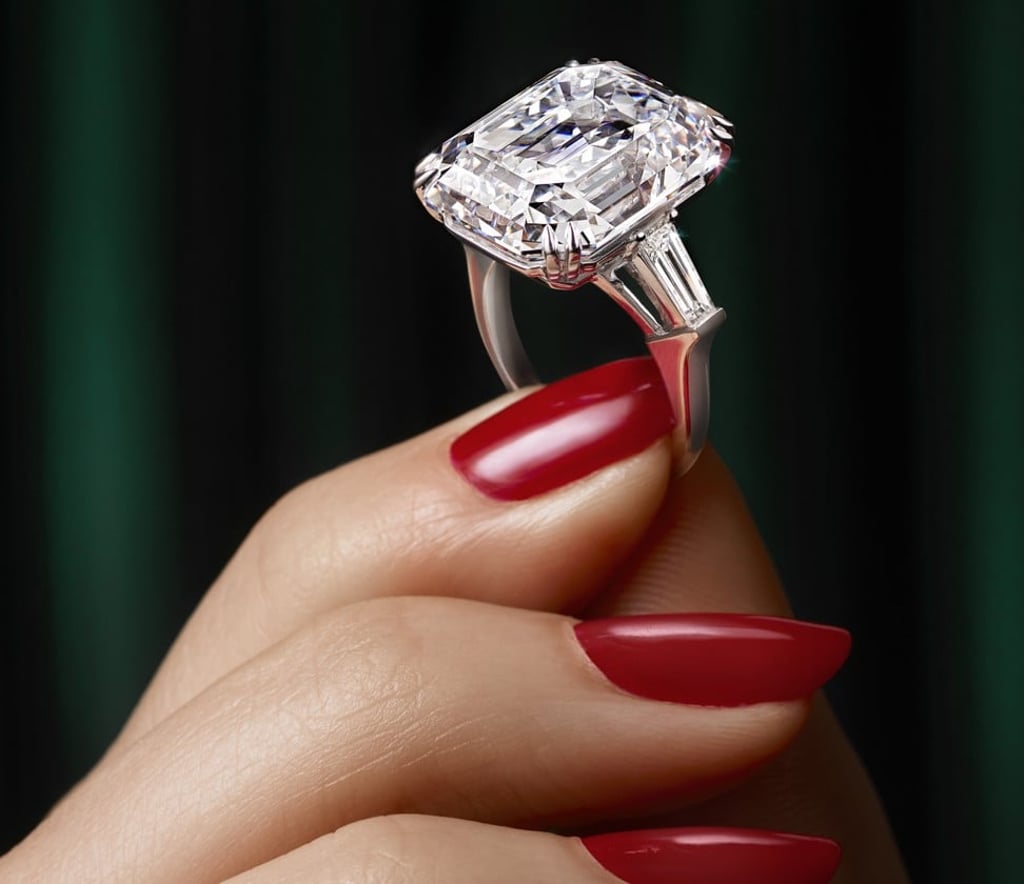 Graff's 25.36-carat D Flawless emerald-cut diamond ring, which was cut from the 1,109-carat Lesedi la Rona.