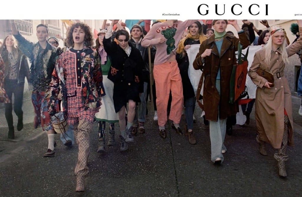 Gucci creations worn in the Italian fashion brand’s pre-fall 2018 campaign, which evokes the 1968 student protests that took place in the French capital. Gucci creations worn in the Italian fashion brand’s pre-fall 2018 campaign, which evokes the 1968 student protests that took place in the French capital.