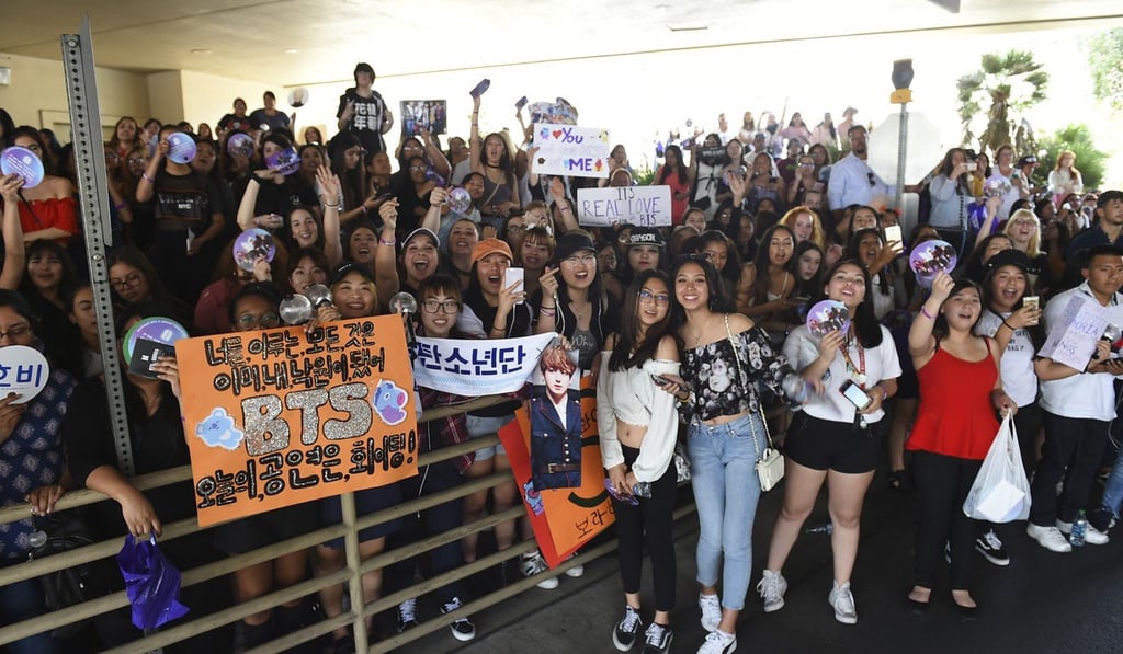 BTS fans wait outside the Billboard Music Awards in Las Vegas in May. Photo: AP