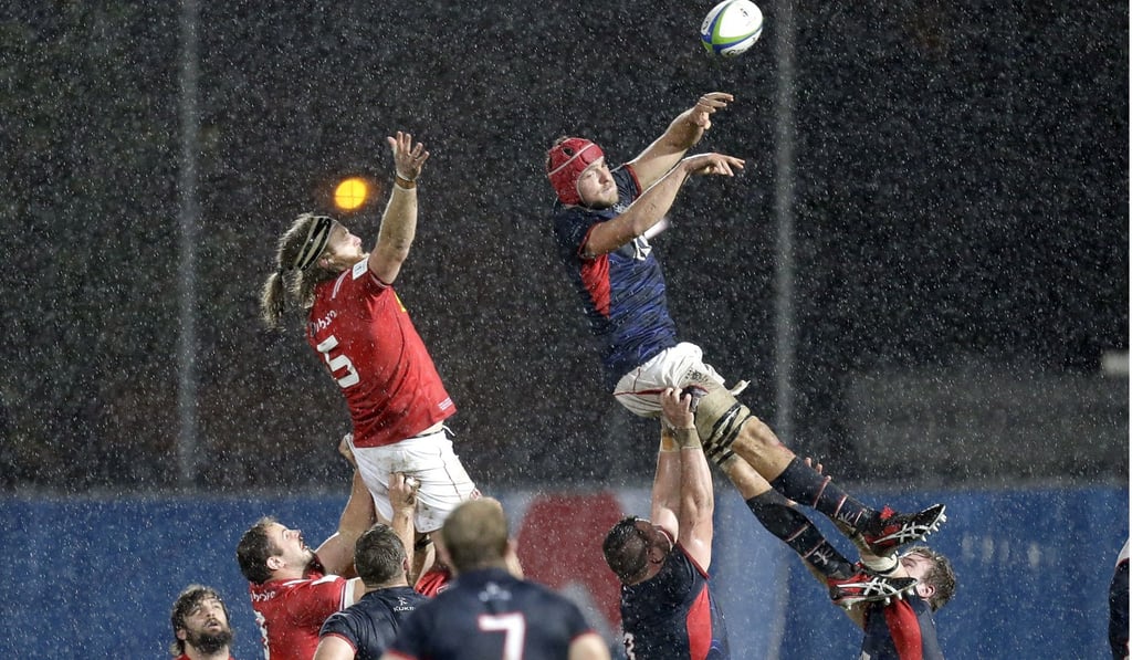 Fin Field goes up for the ball against Canada in the final game of the 2019 Rugby World Cup Repechage tournament in France. Hong Kong missed out on a spot, which went to Canada. Photo: APNorthern English Hong Kong rugby transplant is ‘missing gravy’ but loving the city