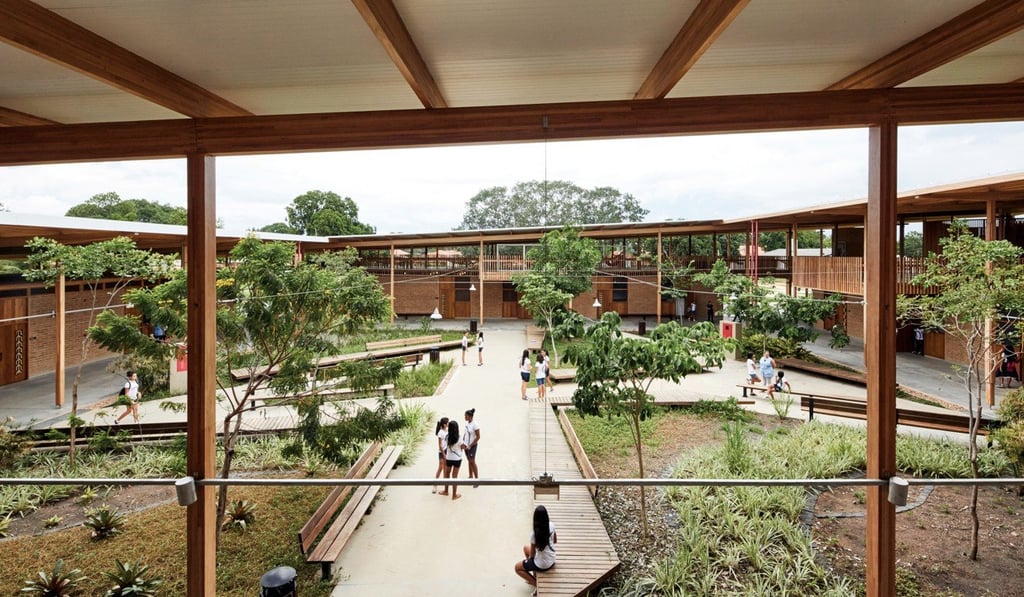 One of the courtyards of the Children Village. Photo: Leonardo Finotti