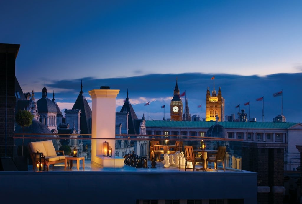 A view of the London skyline from the Whitehall Penthouse Terrace at the Corinthia Hotel London