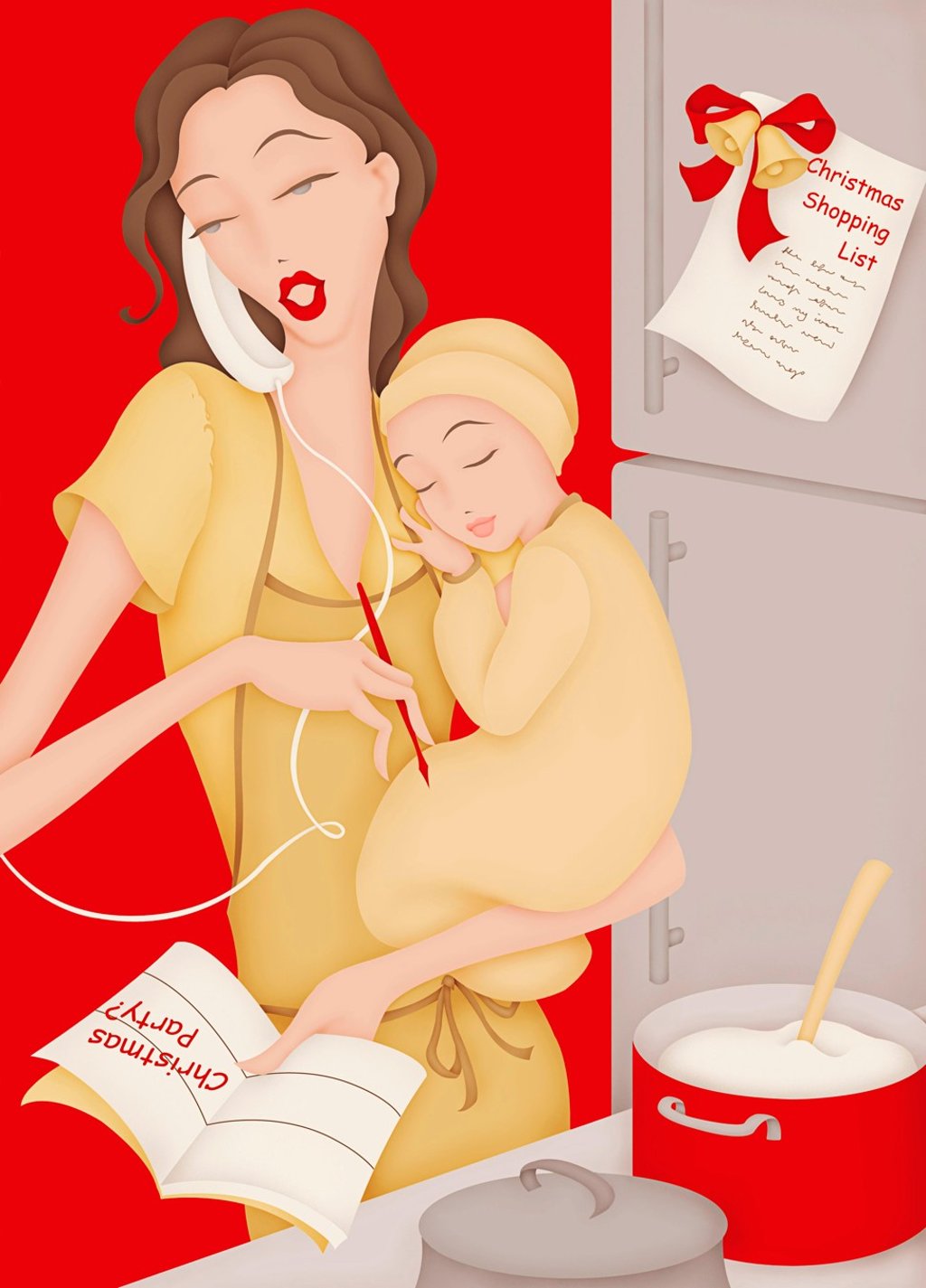 A busy mother’s lot over the festive season is multi-tasking, while planning for Christmas. Photo: Alamy