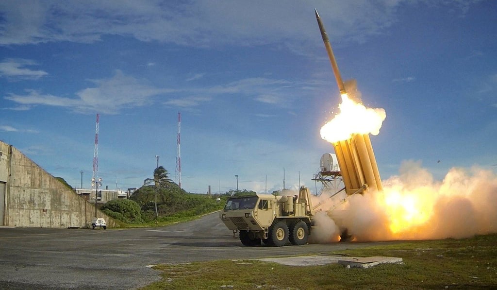 A THAAD interceptor is launched during a test firing in an undated handout photo provided by the US Department of Defence. Photo: Handout via Reuters