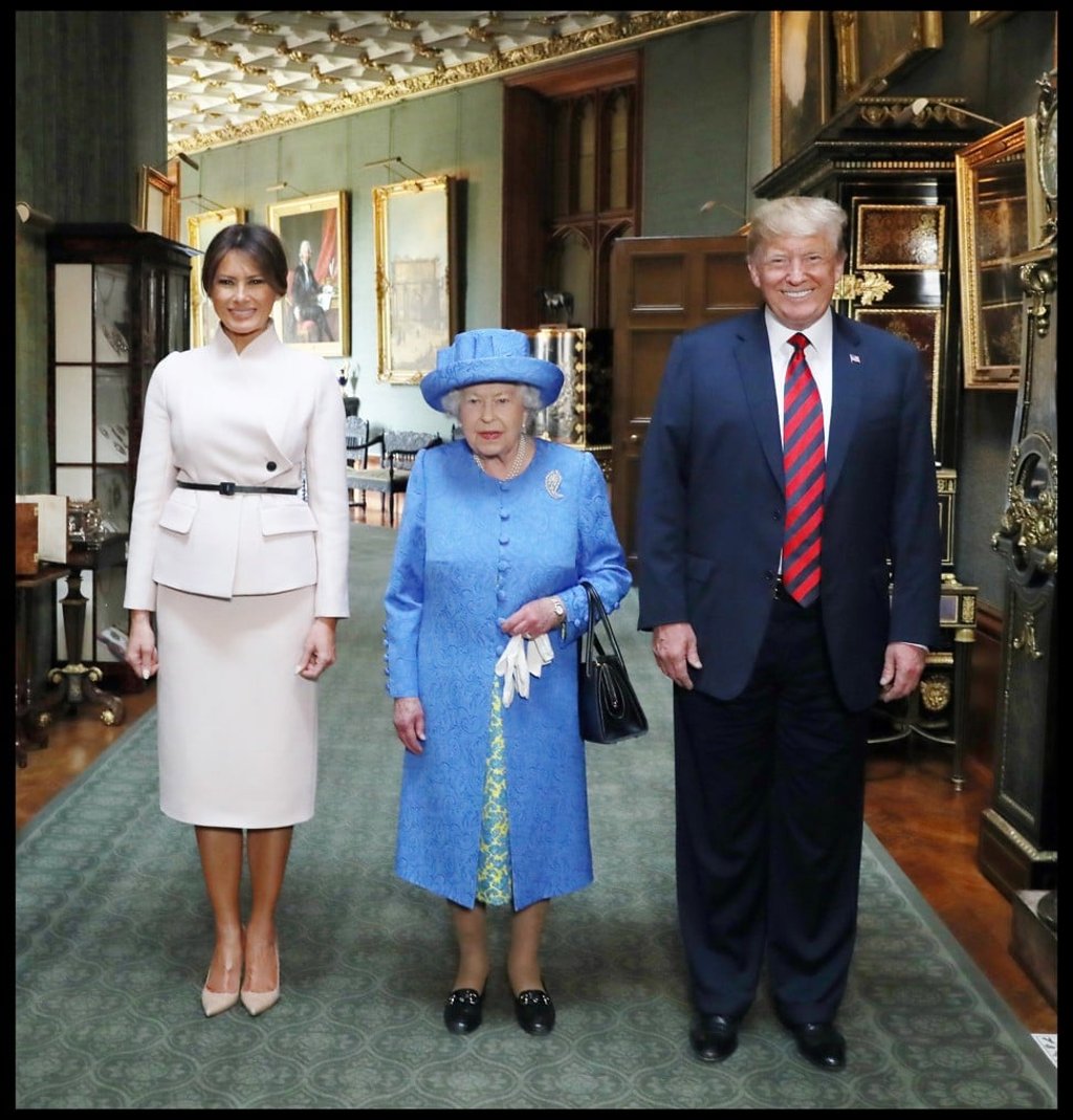 Queen Elizabeth welcomes US first lady Melania Trump and US President Donald Trump during their visit to Windsor Castle in July. Photo: EPA-EFA