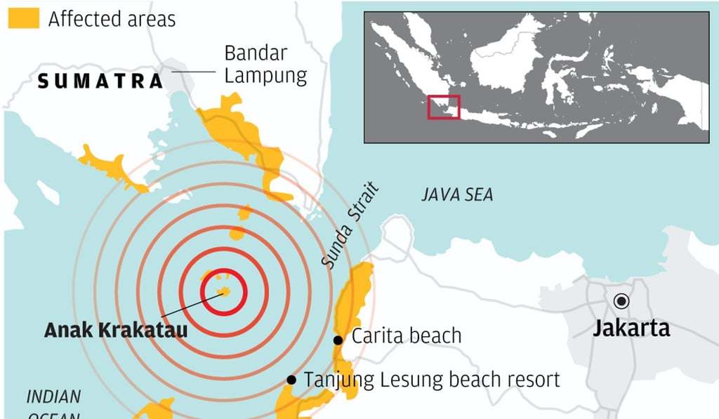 A map of the area affected by the tsunami
