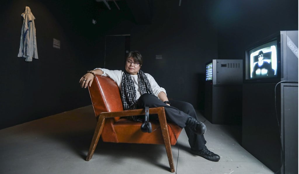 Video artist Ellen Pau at the retrospective show of her works in Quarry Bay. Photo: Xiaomei Chen