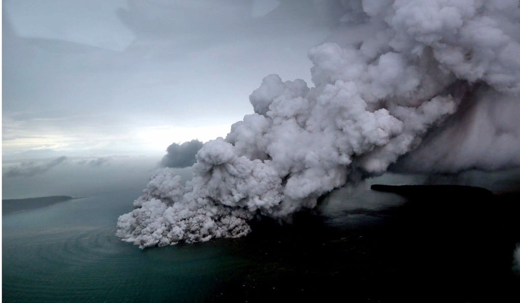 Anak Krakatoa volcano erupts in the Sunda Straits off the coast of southern Sumatra. Photo: AFP