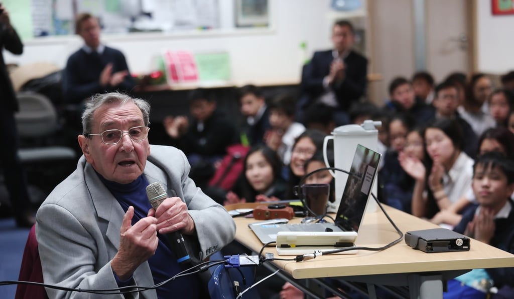 Holocaust survivor Werner Reich speaking to students at Sha Tin College in Fo Tan. Photo: Jonathan Wong