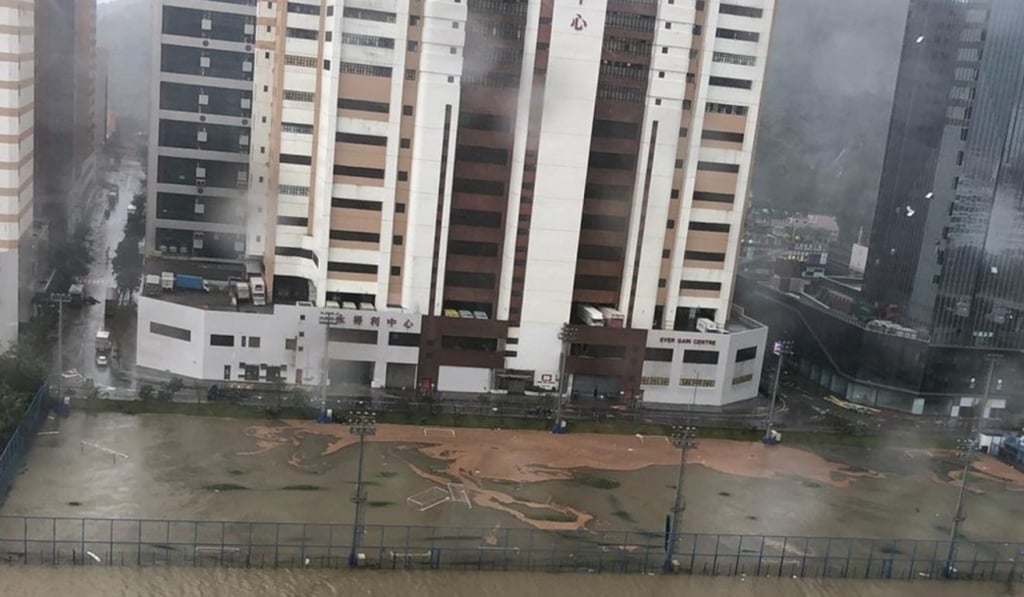 Kitchee’s training centre in Shek Mun O is flooded after Super Typhoon Mangkhut. Photo: Handout