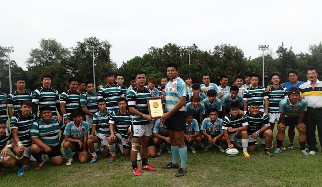 The Tin Shui Wai rugby team after a match against a Taiwanese side. Photo: HKRU
