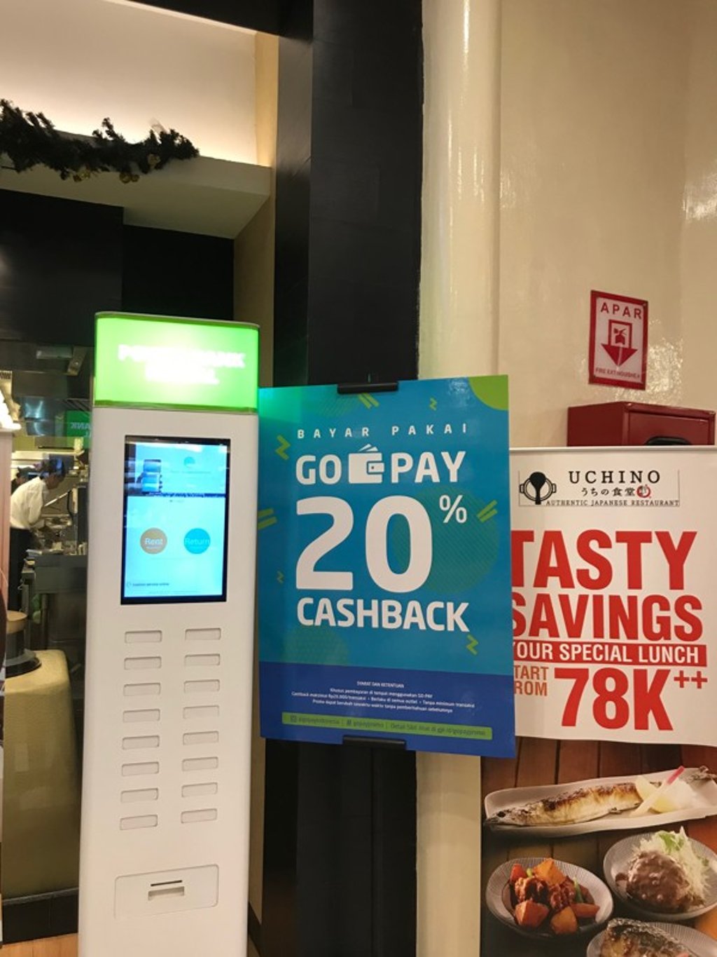 A GoPay cashback promotion is advertised at a mall in south Jakarta. Photo: Resty Woro Yuniar