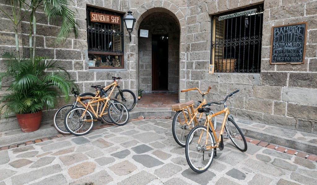 Rented bamboo bikes at Casa Manila, in the old colonial district of Intramuros. Picture: Alamy Rented bamboo bikes at Casa Manila, in the old colonial district of Intramuros. Picture: Alamy