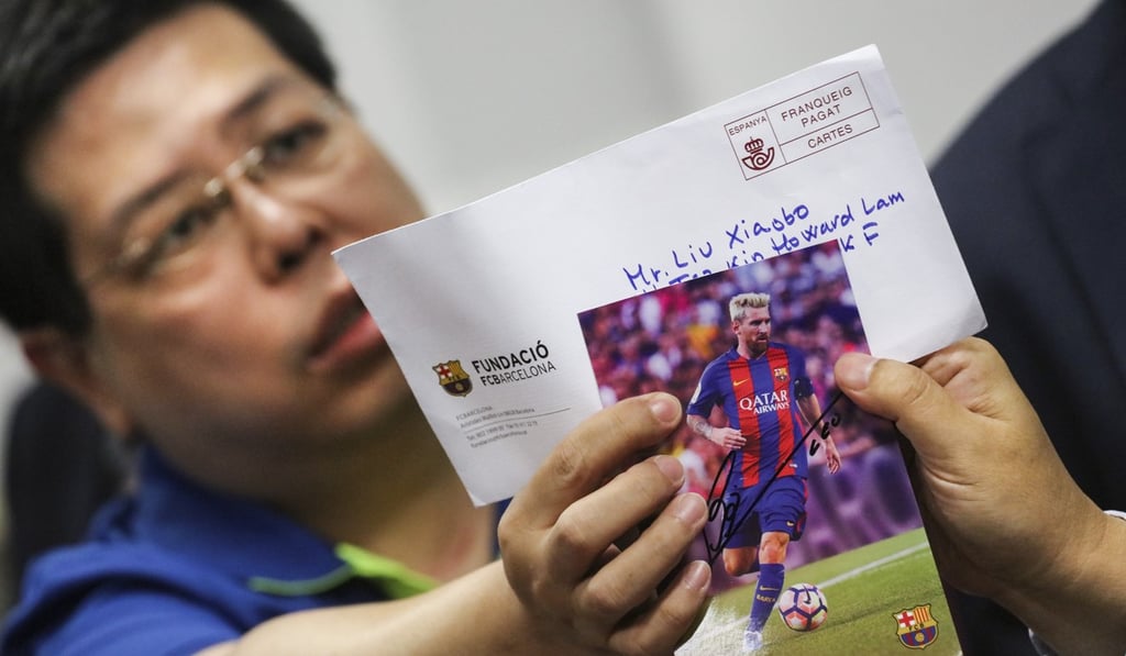 Howard Lam said his kidnapping was linked to his desire to send a picture of Barcelona star Lionel Messi to Liu Xia, the widow of late mainland dissident Liu Xiaobo. Photo: Felix Wong