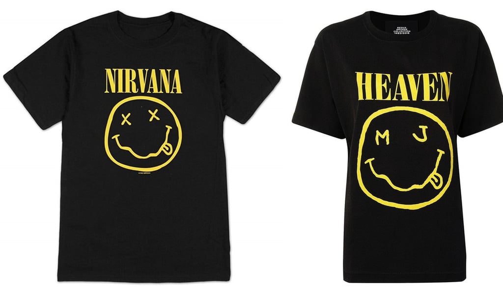 The original Nirvana T-shirt (left) and Mark Jacobs’ version. The original Nirvana T-shirt (left) and Mark Jacobs’ version.