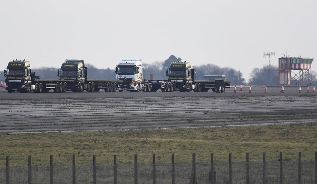 Lorries queued up at Manston Airport in Kent on January 7, 2019. Photo: Reuters