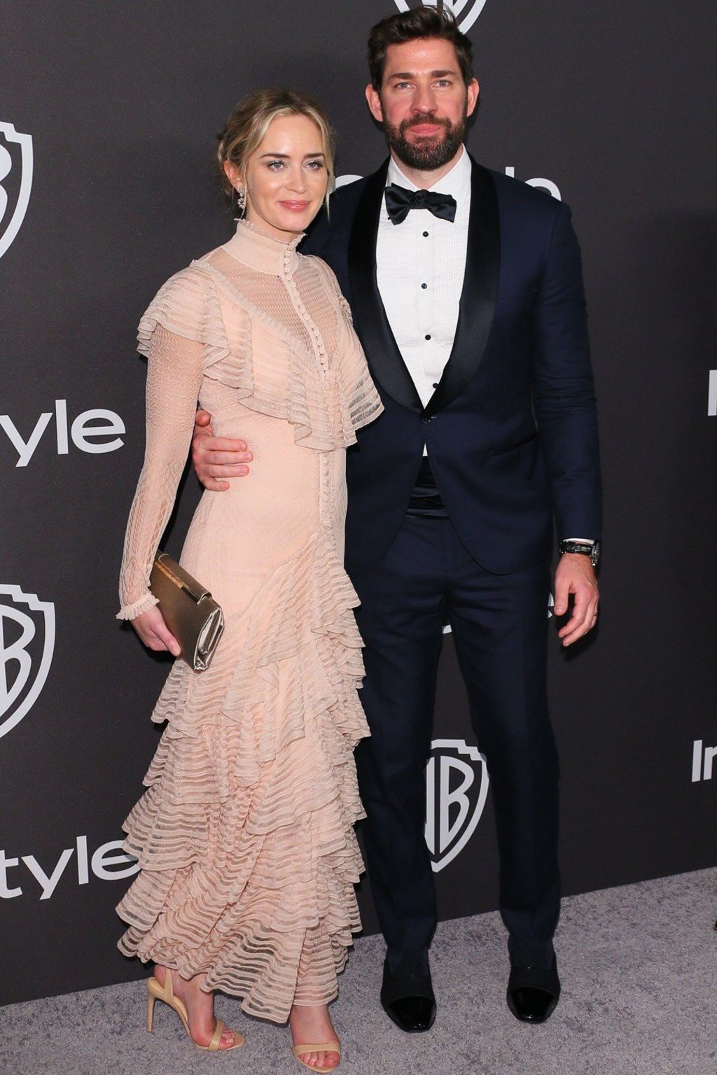 Actress Emily Blunt (left) and her husband, actor and director John Krasinski, at the InStyle and Warner Bros. Golden Globes after-party. Photo: LACROIX / AFP