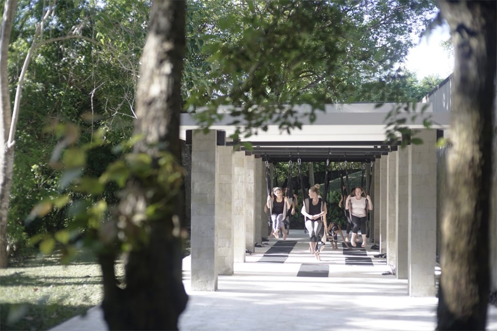 Aerial yoga lessons at Revivo Wellness Resort in Nusa Dua, Bali
