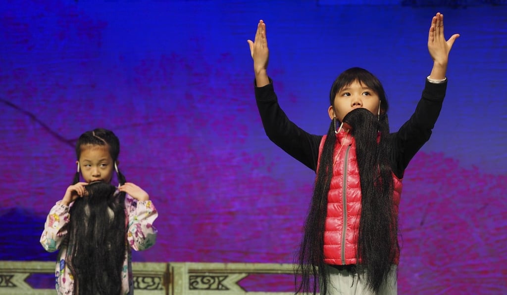 Two young performers rehearse for a performance of children’s Cantonese opera in Youth Square, Chai Wan, last year. Youth Square has been running at a loss for years. Photo: Martin Chan