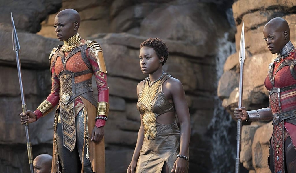 From left, Florence Kasumba, Danai Gurira, and Lupita Nyong’o in ‘Black Panther’. The film is no longer available on Netflix, but can be found on Disney’s subscription service.