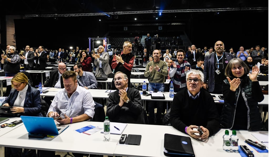 A delegate at the AfD meeting on January 13, 2019. Photo: EPA