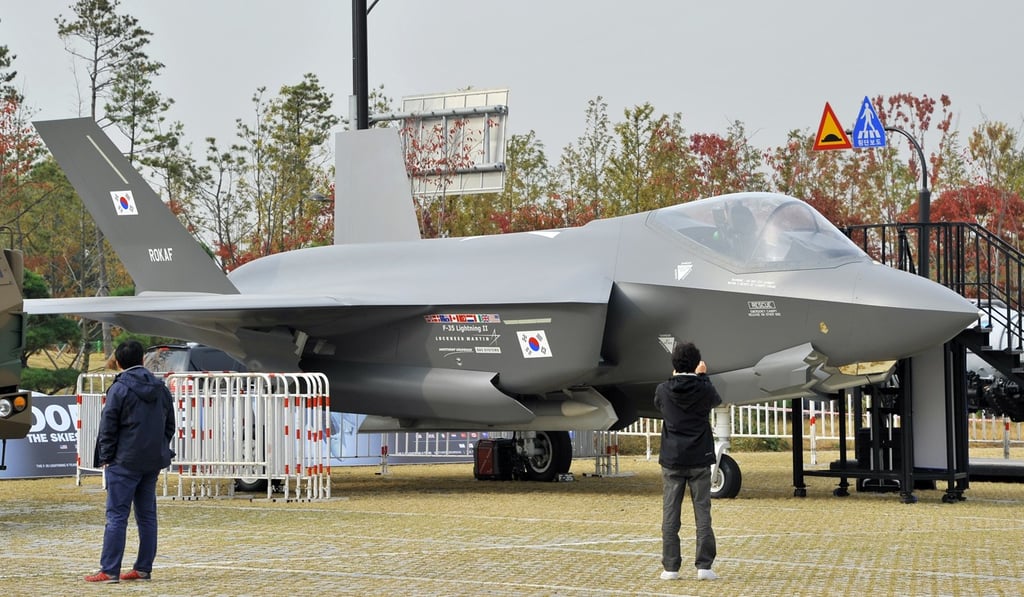 A model of a Lockheed Martin F-35 jet with South Korean markings on display in 2013 at the Seoul International Aerospace and Defence Exhibition in Goyang, north of Seoul. Photo: AFP