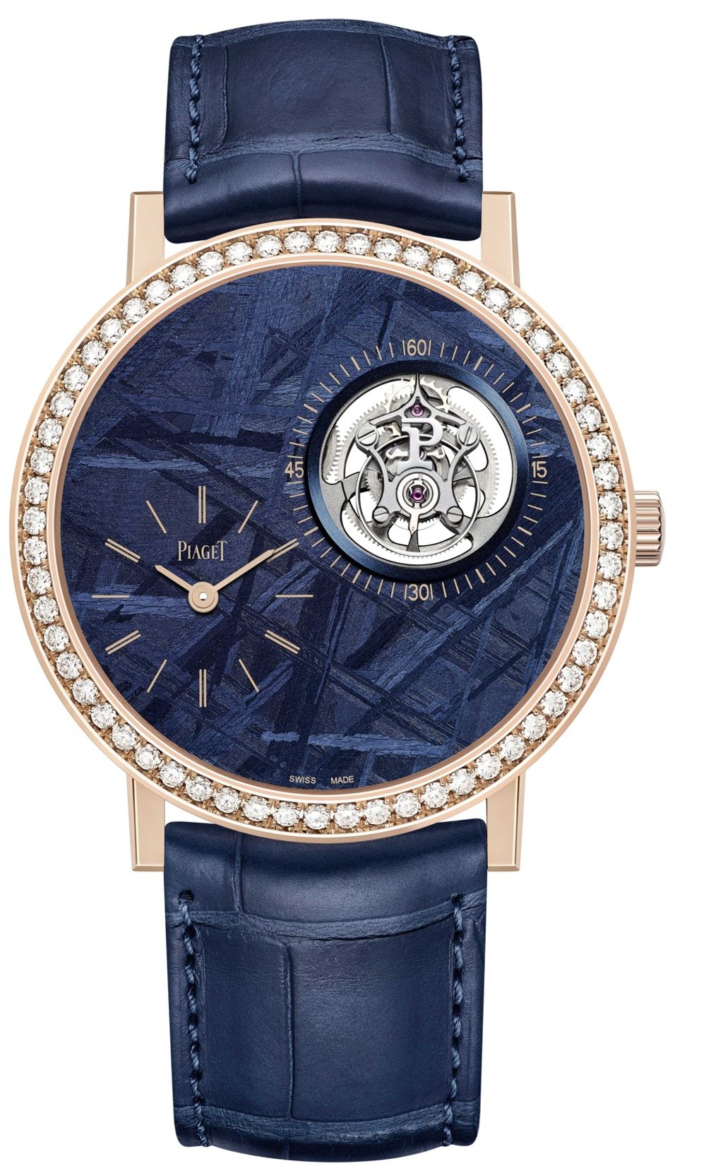 The 41mm Altiplano Tourbillon in white gold, which features a diamond bezel.