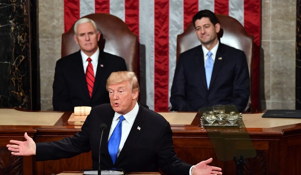 In this file photo taken on January 30, 2018, US President Donald Trump delivers the State of the Union address at the US Capitol in Washington. Photo: AFP