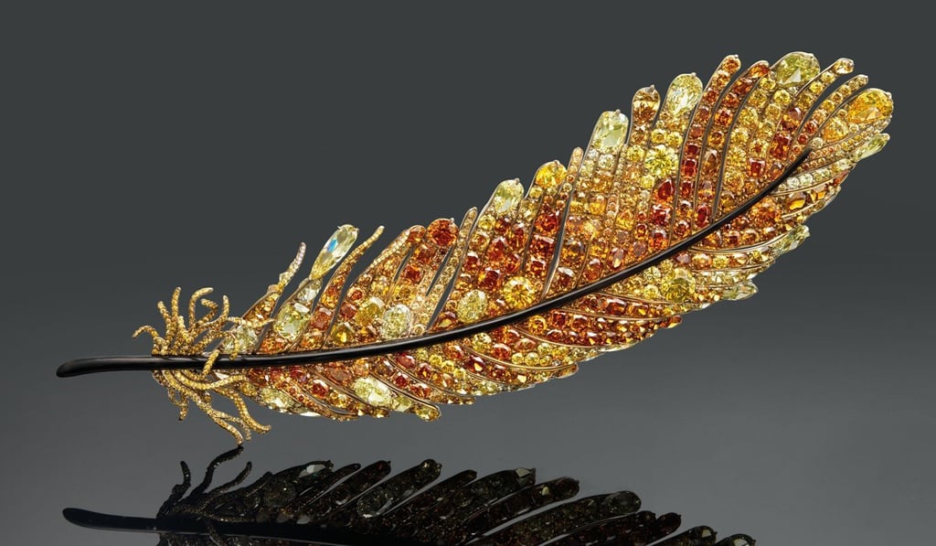 A feather brooch from Cindy Chao The Art Jewel.