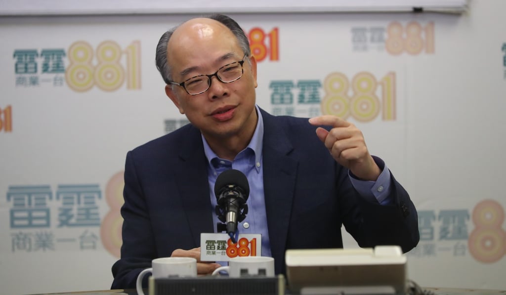 Secretary for Transport and Housing Frank Chan speaking on Commercial Radio on Saturday morning. Photo: Edmond So