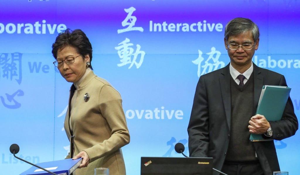Carrie Lam and Law Chi-kwong both came under fire. Photo: Felix Wong Carrie Lam and Law Chi-kwong both came under fire. Photo: Felix Wong