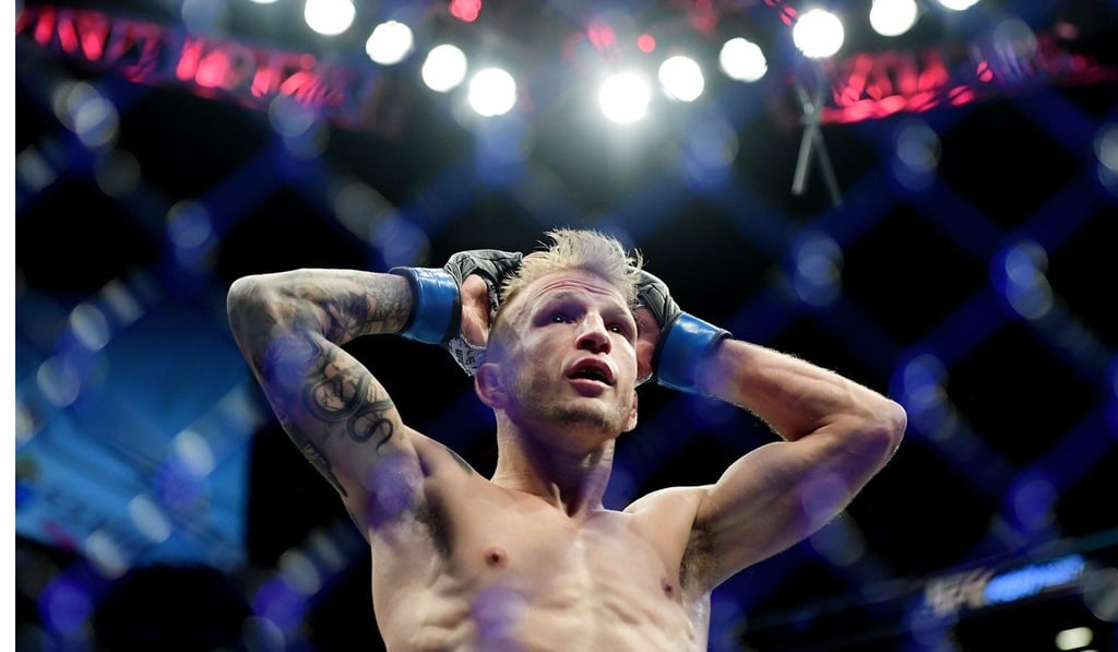 T.J. Dillashaw was stunned by what he considered an early stoppage by the referee. Photo: AFP
