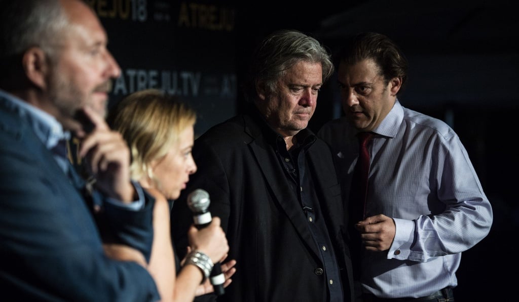 Steve Bannon (second from right) attends a convention of right-wing activists in Rome in September last year. Photo: Washington Post Steve Bannon (second from right) attends a convention of right-wing activists in Rome in September last year. Photo: Washington Post