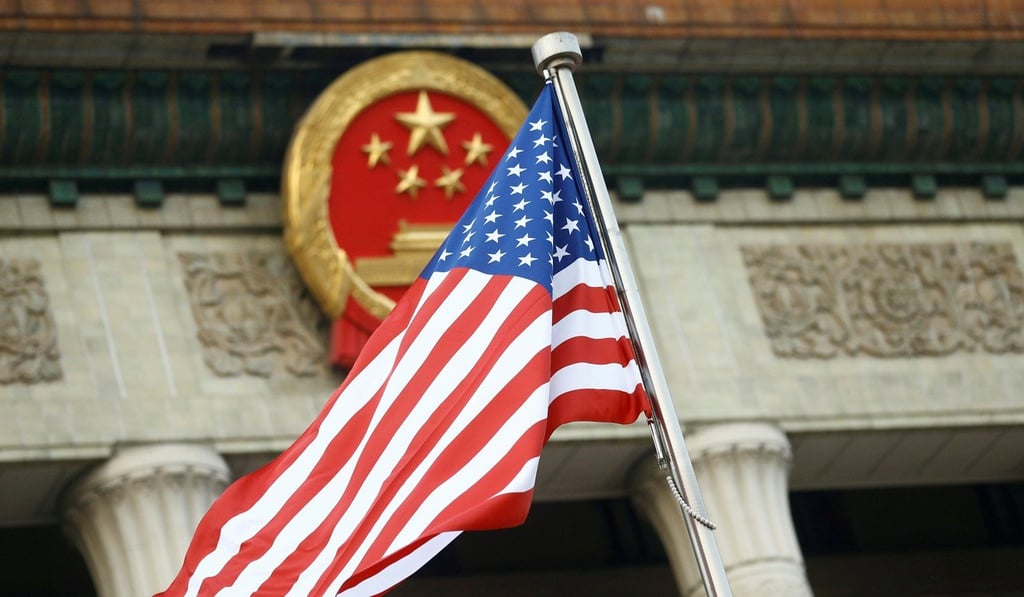 A US flag is seen during a welcoming ceremony in Beijing, China, November 9, 2017. Photo: Reuters