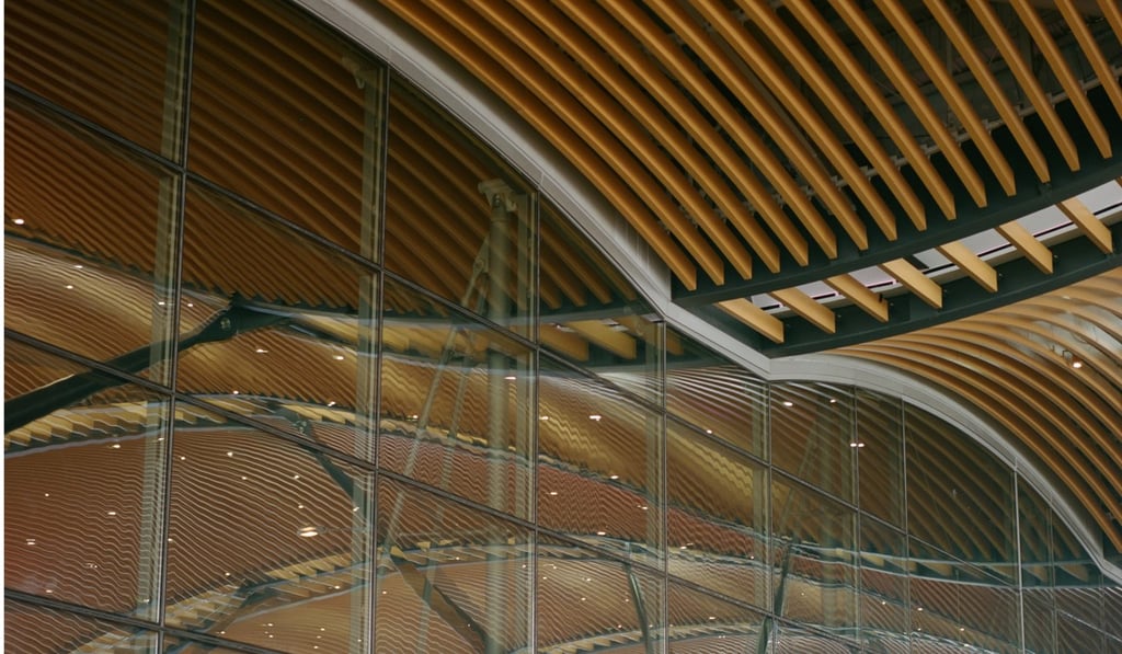 Abdela Igmirien’s photograph of the glass windows and ceiling at the Hong Kong Boundary Crossing Facilities. Photo: Abdela Igmirien