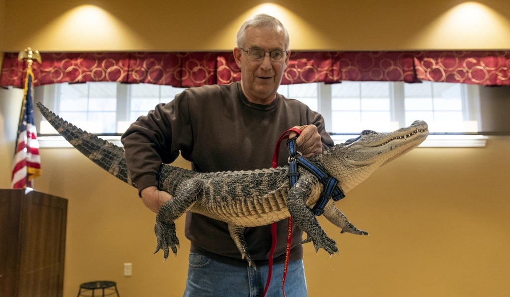 Henney giving a presentation with Wally in York, Pennsylvania, recently. Photo: AP
