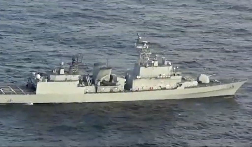 In an image supplied by Japan, a South Korean naval warship allegedly locks its fire-control radar on a Japanese warplane. Photo: AP