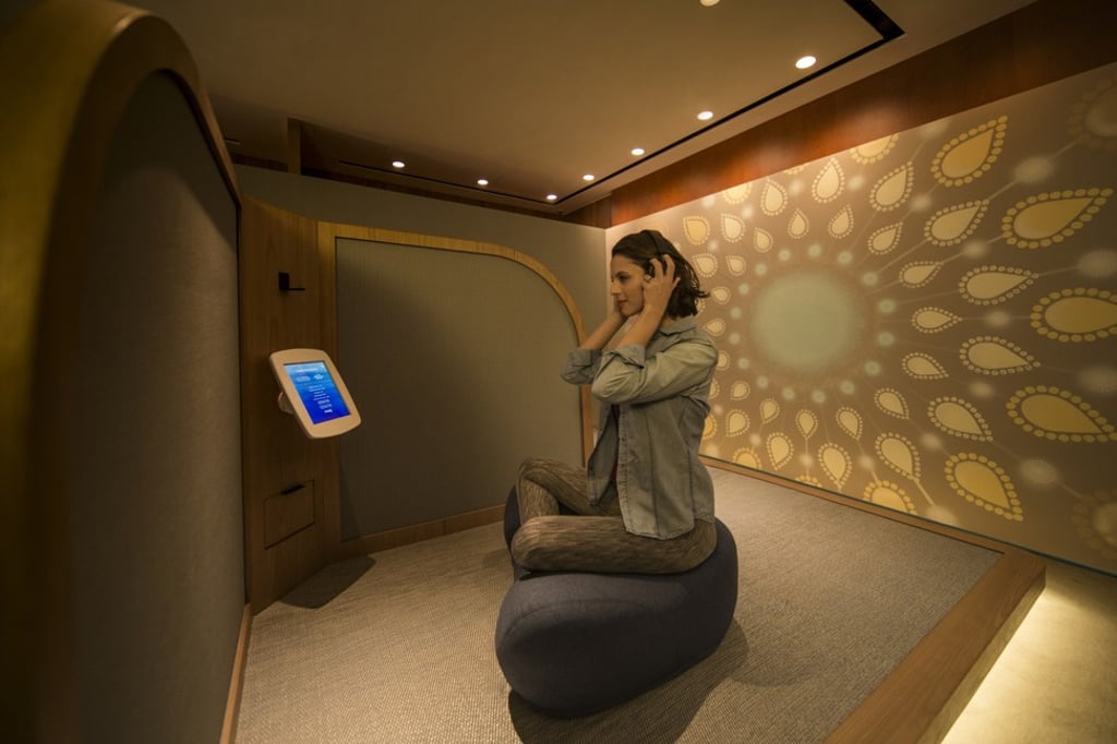The Mind Sanctuary offers guided meditations, complete with noise-cancelling headphones and an iPad. The Mind Sanctuary offers guided meditations, complete with noise-cancelling headphones and an iPad.