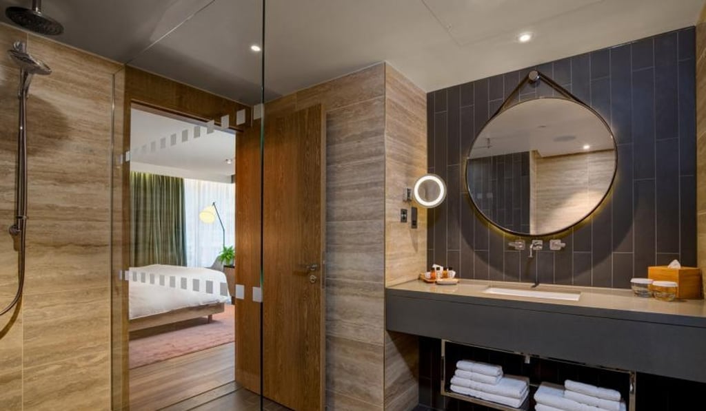 The bathroom of the suite uses products such as soap, shampoo and conditioner made from plant-based products. Photo: Handout The bathroom of the suite uses products such as soap, shampoo and conditioner made from plant-based products. Photo: Handout