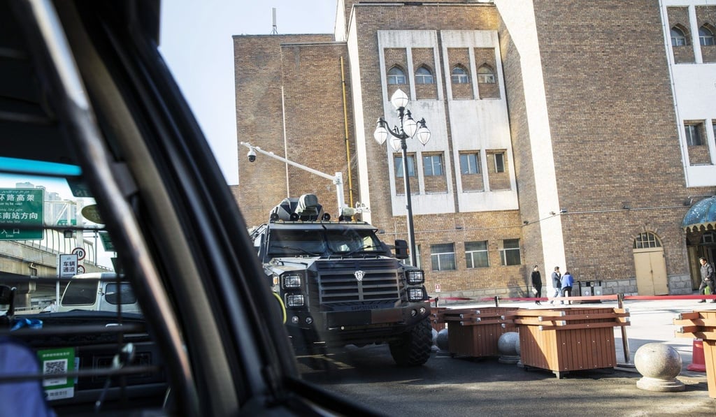 An armoured police vehicle in Urumqi, Xinjiang autonomous region, China, last year. Photo: Bloomberg