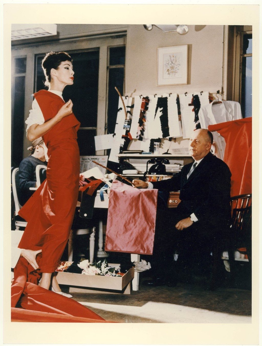 Christian Dior the designer with model Lucky, circa 1955. Photo: Dior