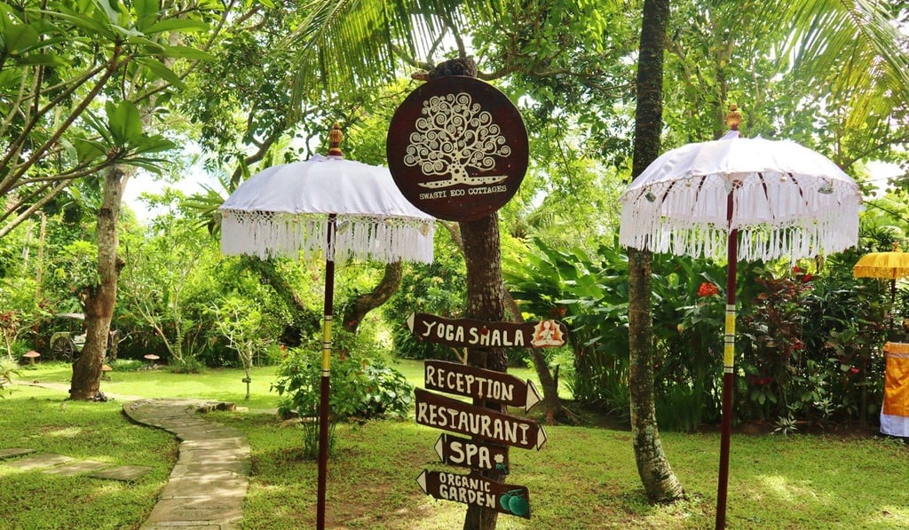 Bali’s Swasti Eco Cottages retreat offers all the amenities, including an organic restaurant, healing pool and health spa, you would expect at an upmarket resort. Bali’s Swasti Eco Cottages retreat offers all the amenities, including an organic restaurant, healing pool and health spa, you would expect at an upmarket resort.