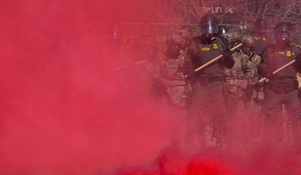 US Border Patrol, Immigration and Customs Enforcement (ICE) and Customs and Border Protection (CBP) agents take part in a safety drill in the Anapra area in Sunland Park, New Mexico. Photo: AFP US Border Patrol, Immigration and Customs Enforcement (ICE) and Customs and Border Protection (CBP) agents take part in a safety drill in the Anapra area in Sunland Park, New Mexico. Photo: AFP