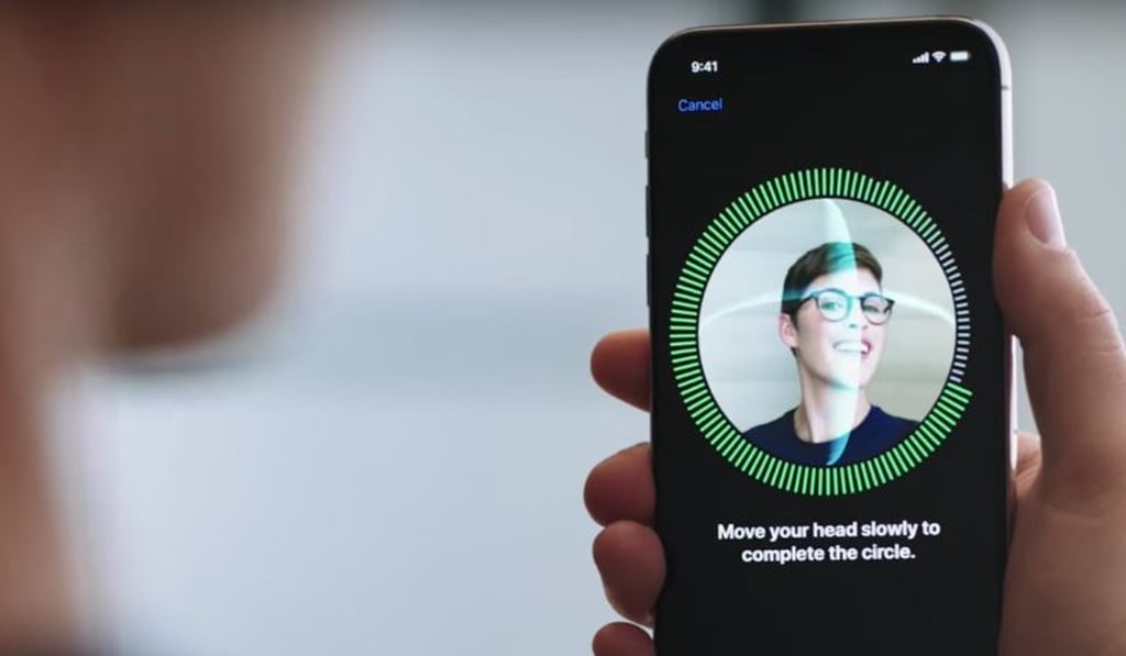 An Apple iPhone X uses its special True Depth camera system to scan a user’s face and securely log them in. Photo: Apple/YouTube