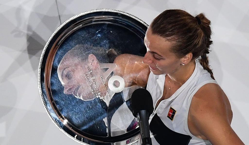 Petra Kvitova with the runner-up trophy at the Australian Open. Photo: Xinhua