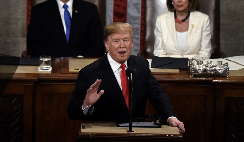 US President Donald Trump delivers his State of the Union address to a joint session of Congress on Capitol Hill in Washington. Photo: TNS