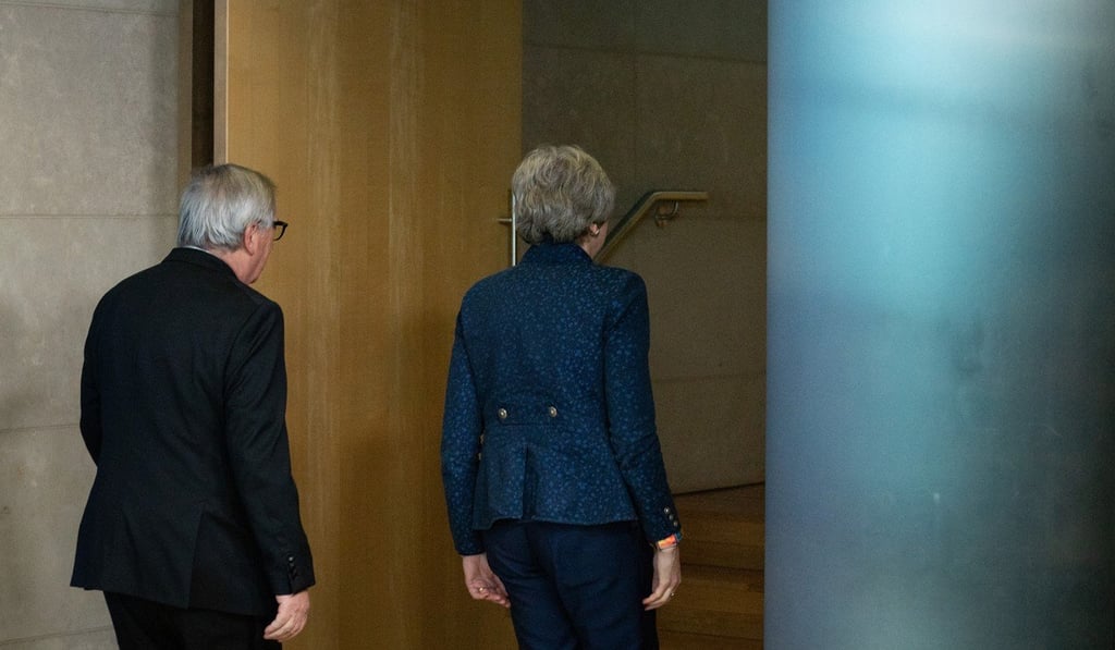Theresa May, UK prime minister, right, and Jean-Claude Juncker, president of the European Commission, head for talks in Brussels. Photo: Bloomberg Theresa May, UK prime minister, right, and Jean-Claude Juncker, president of the European Commission, head for talks in Brussels. Photo: Bloomberg