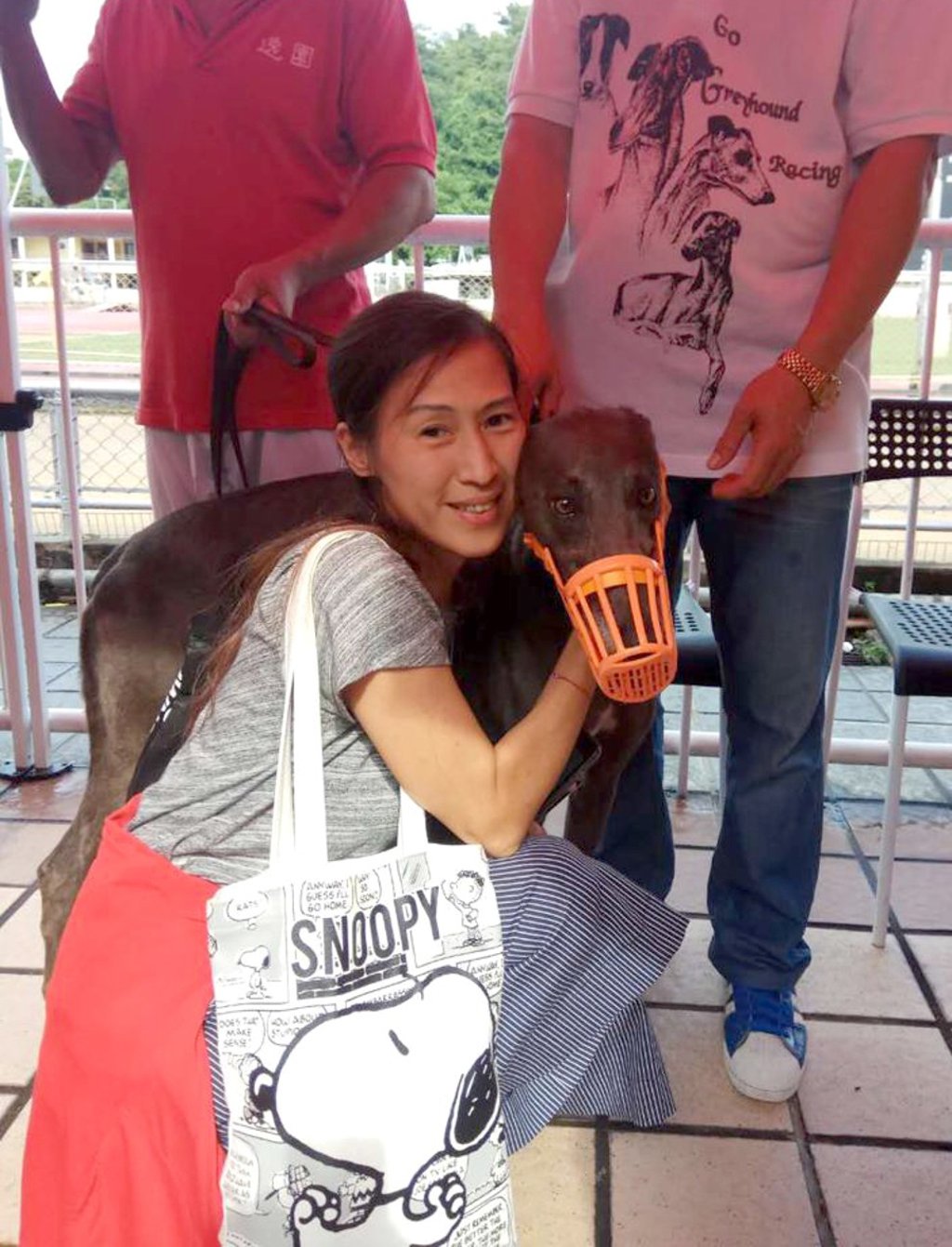 Betty Yau and her adopted greyhound Rossi at the Macau Canidrome. Photo: Handout Betty Yau and her adopted greyhound Rossi at the Macau Canidrome. Photo: Handout